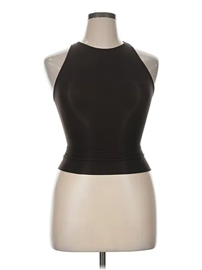 Pre-owned Spanx Tank Top Black Solid Pattern High Neck Tops
