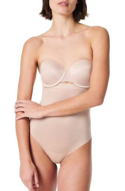 Spanx Plus Size Suit Your Fancy High-waist Shaping Thong In Champagne Beige