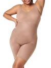 Spanx Open-bust Mid-thigh Shaping Bodysuit In Cafe Au Lait