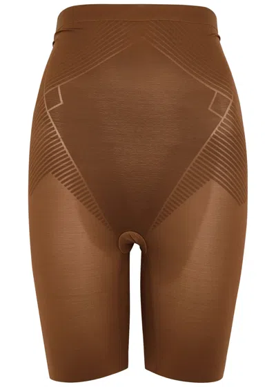Spanx Thinstincts 2.0 High-waist Mid-thigh Shorts In Brown