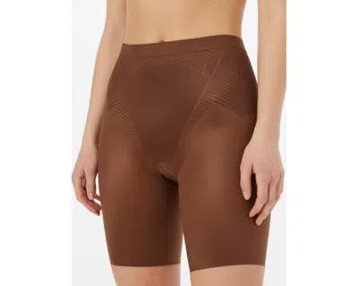 Spanx Thinstincts 2.0 Mid Thigh Shorts Women's 1x Chestnut Brown Stretch Erk746