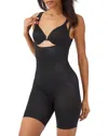Spanx Thinstincts Open Bust Mid Thigh Bodysuit In Very Black