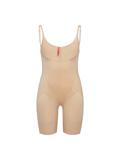 Spanx Thinstincts 2.0 Open Bust Thigh Bodysuit In Champagne Beige