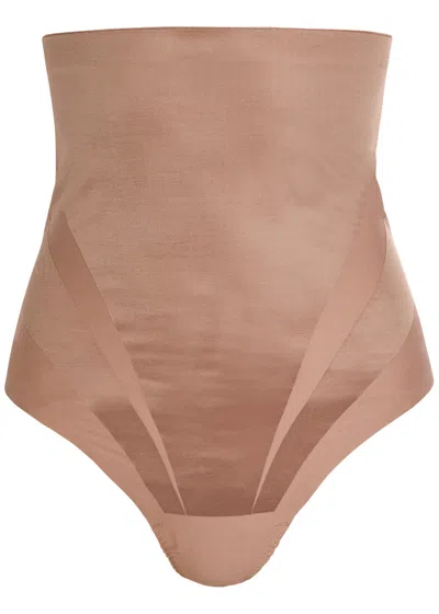 Spanx Transform High-waist Sculpting Thong In Brown