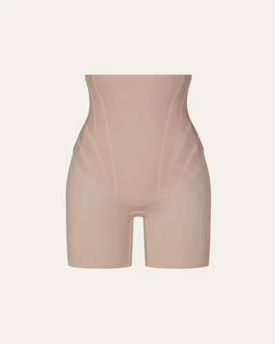 Spanx Ultra-sculpt Mid-thigh Shaping Shorts In Natural Bronze