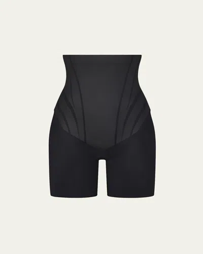 Spanx Ultra-sculpt Mid-thigh Shaping Shorts In Very Black