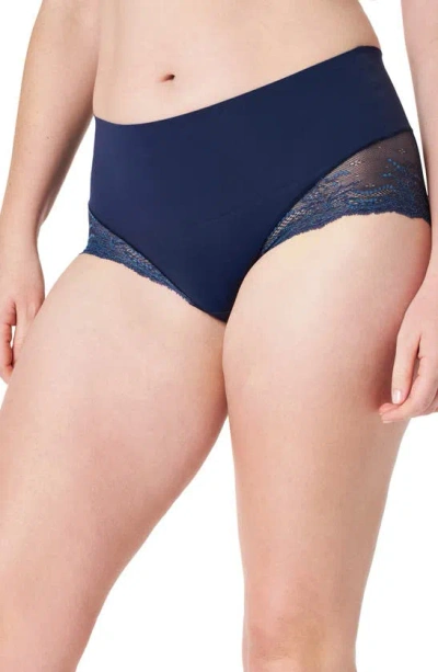 Spanx Undie-tectable Lace Hi-hipster Panty In Dark Sapphire