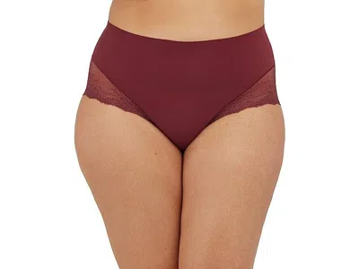 Spanx Undieâ€‘tectable Underwear Women's Black Stretch Lace Hi-hipster Ddr663 In Burgundy