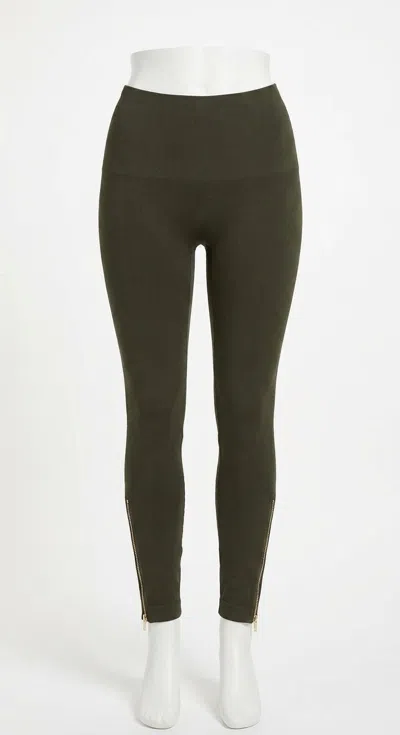 Spanx Women's Ankle Zipper Compression Legging In Dark Olive In Green