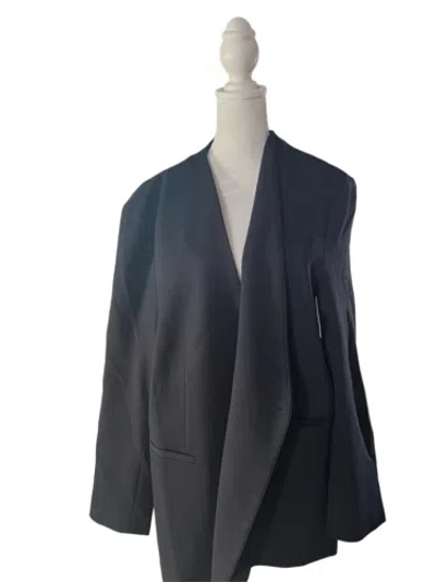 Pre-owned Spanx Women's Black Perfect Collarless Single Breasted Blazer Size 1x In Blue