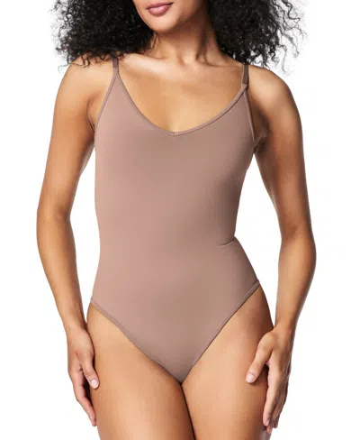 Spanx Women's Everyday Seamless Shaping Thong Bodysuit In Cafe Au La
