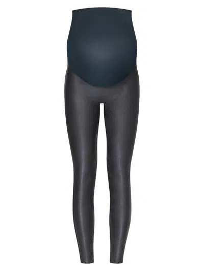 Spanx Women's Mama Maternity Faux Leather Leggings In Blue