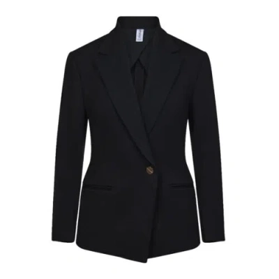 Pre-owned Spanx Women Perfect Asymmetric Tailored Blazer Classic Black