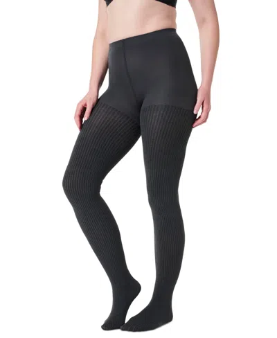 Spanx Shorty Ribbed Tights In Charcl Htr