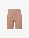 Spanx Oncore High-waist Mid-thigh Stretch-woven Shorts In Cafe Au Lait