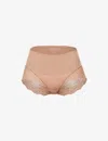 Spanx Womens Cafe Au Lait Undie-tectable Floral-lace Woven Briefs In Cafe Au Lait