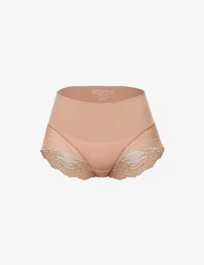 Spanx Womens Cafe Au Lait Undie-tectable Floral-lace Woven Briefs