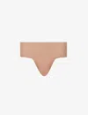 Spanx Womens Cafe Au Lait Undie-tectable Mid-rise Stretch-woven Thong In Nude (lingerie)