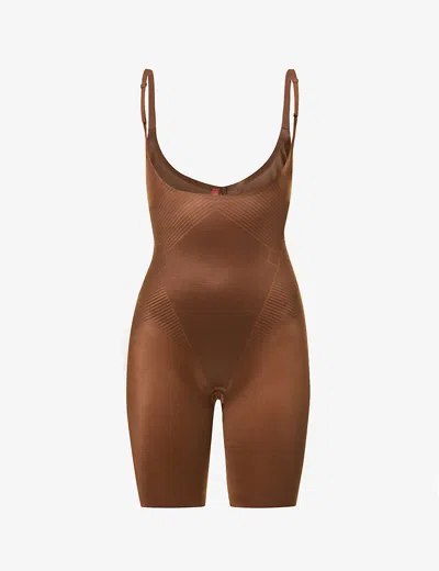 Spanx Womens Chesnut Brown Thinstincts® 2.0 Open-bust Stretch-woven Body Xs