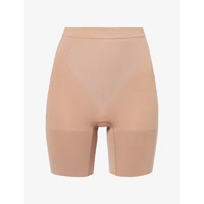 Spanx Womens Cinnamon Sculpt™ Gofigure Mid-thigh Stretch-woven Shorts In Brown