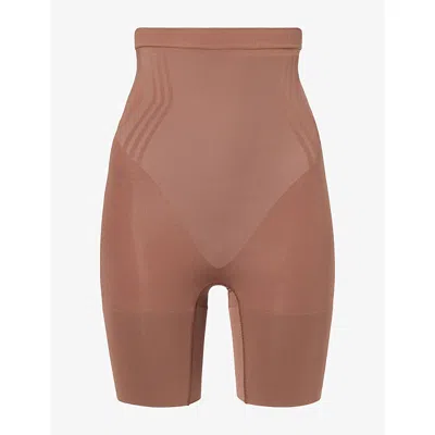 Spanx Womens Ganache Sculpt™ Gofigure High-waist Mid-thigh Shorts Xs In Brown