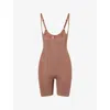 Spanx Womens Ganache Sculpt™ Gofigure Open-bust Mid-thigh Bodysuit In Brown
