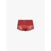 Spanx Womens Moroccan Red Undie-tect High-rise Lace-trim Stretch-jersey Briefs In Moroccan Red