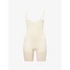 Spanx Womens Toasted Coconut Sculpt™ Gofigure Open-bust Mid-thigh Bodysuit In Neutral