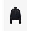 Spanx Womens Very Black Airpique Mock-neck Stretch-modal Track Jacket In Black