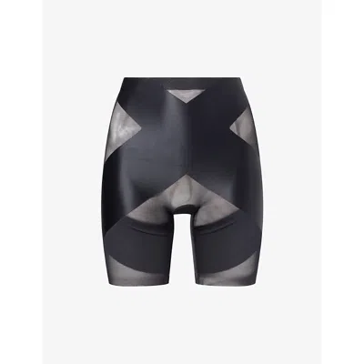 Spanx Womens Very Black Mid-thigh X Stretch-mesh Shorts