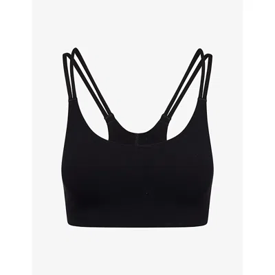 Spanx Womens Very Black Onform Scoop-neck Sports Bra Xs