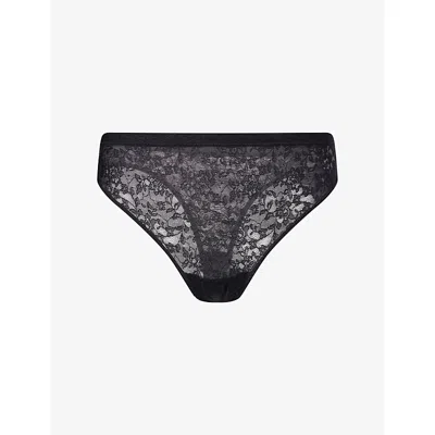 Spanx Womens Very Black Supersmooth™ Day To Date Night Stretch-lace Thong