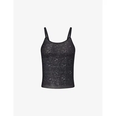 Spanx Womens Very Black Supersmooth™ Day To Date Night Stretch-lace Top Xs