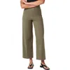 Spanx Olive Stretch-twill Wide-leg Trousers In Tuscan Olive