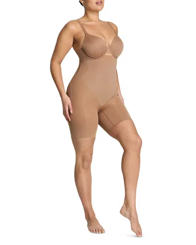 Spanx Sculpt Go Figure High Waisted Mid Thigh Shorts In Brown