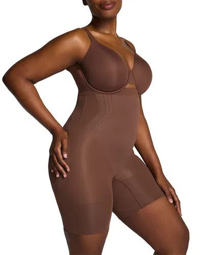 Spanx Sculpt Go Figure High Waisted Mid Thigh Shorts In Brown