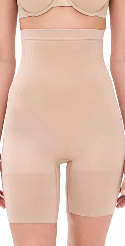 Spanx Sculpt Gofigure Mid Thigh Shorts Chai In Pink