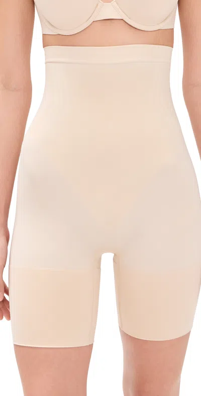 Spanx Sculpt Gofigure Mid Thigh Shorts Toasted Coconut In Brown