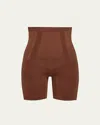Spanx Sculpt Oncore High-waisted Mid-thigh Shorts In Brown