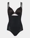 Spanx Oncore Open-bust Panty Bodysuit In Very Black