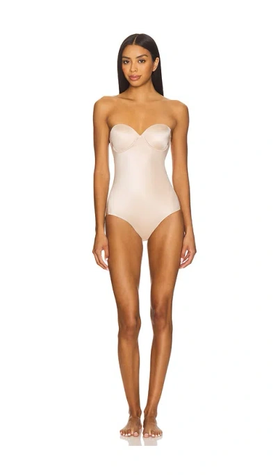 Spanx Sculpt Suit Your Fancy Strapless Bodysuit In Brown