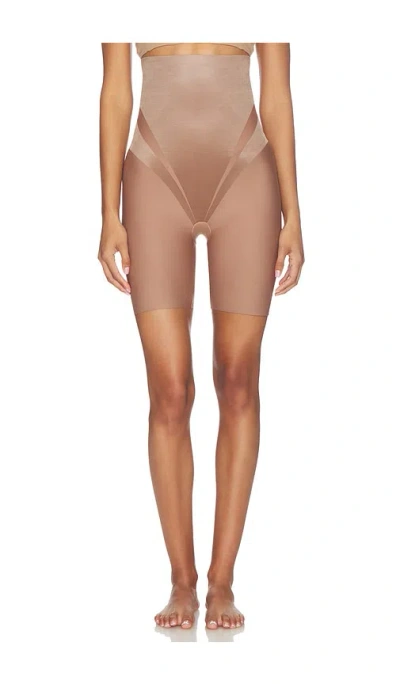 Spanx Sculpt Transform High Waisted Mid Thigh Short In Brown
