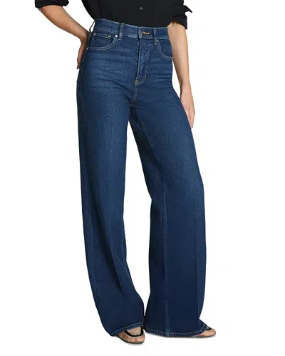 Spanx Shape Authentic 360 Wide Leg Jeans In Percy Wash In Blue