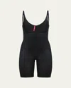 Spanx Thinstincts Open Bust Mid Thigh Bodysuit In Very Black