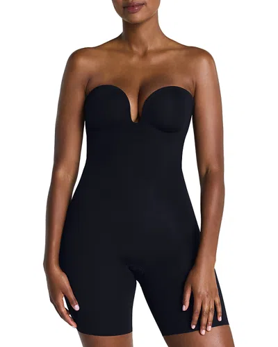 Spanx Shape Suit Your Fancy Strapless Mid Thigh Bodysuit In Black