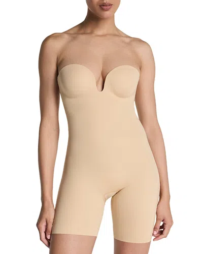 Spanx Shape Suit Your Fancy Strapless Mid Thigh Bodysuit In Brown