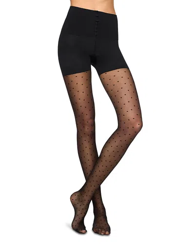 Spanx Shape Swiss Dot Shorty Sheers In Black