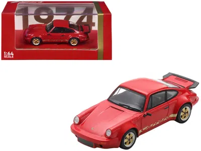 Spark 1974 Porsche 911 Carrera Rs 3.0 Red With Gold Stripes 1/64 Model Car By