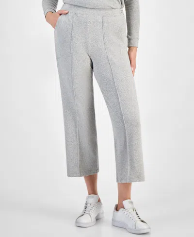 Sparkies Women's Seamed Cropped Snap-waist Adaptive Pants In Gray