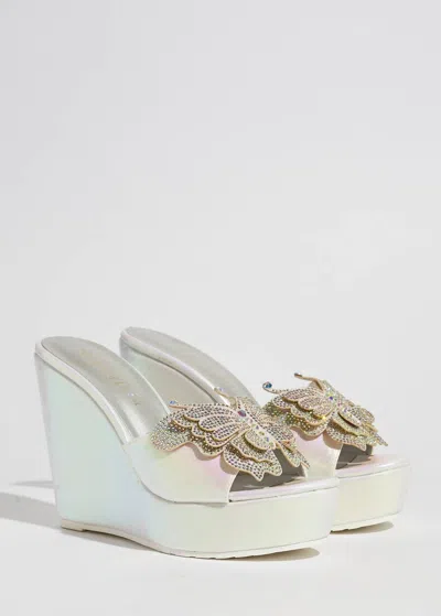 Sparkl Fairy Couture Women's Mackenzie Wedge Sandals In White